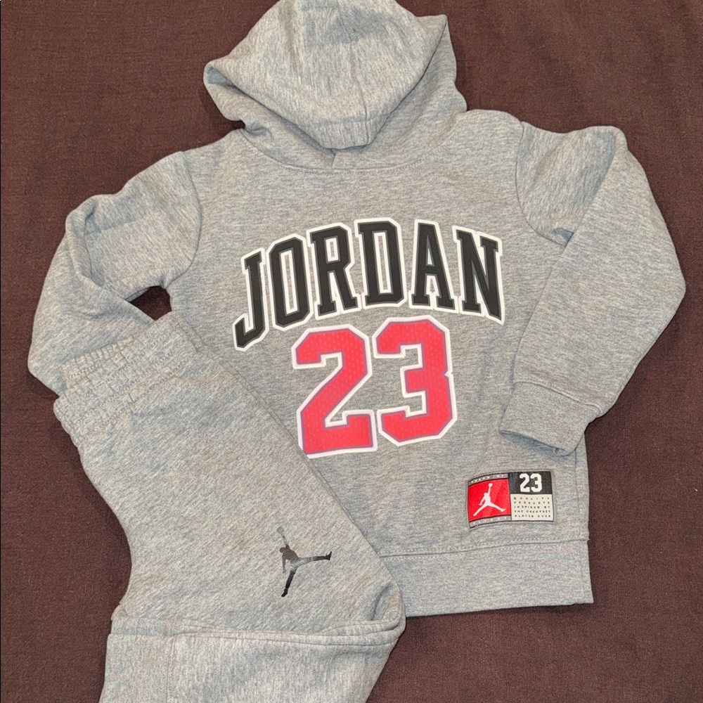 Jordan Kids Gray and Red Hoodie Set NWOT